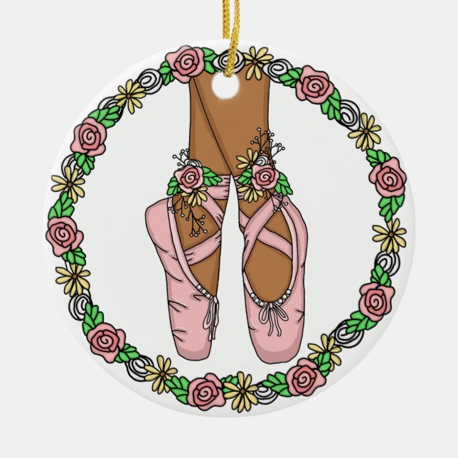 Christmas Ballet Slippers Personalised Ceramic Tree Decoration (Front)