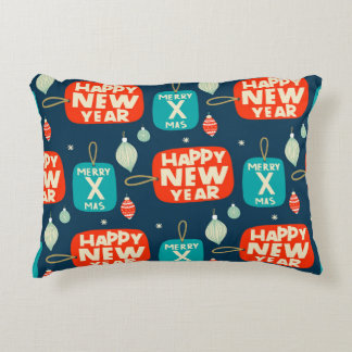 Christmas balls and ornaments vintage pattern back decorative cushion