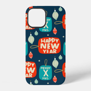 Christmas balls and ornaments vintage pattern back iPhone 12 case