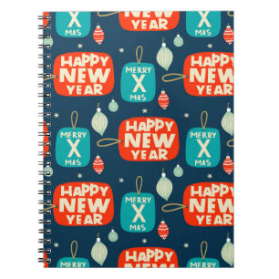 Christmas balls and ornaments vintage pattern back notebook