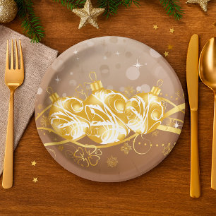 Christmas Balls And Tinsel Paper Plates