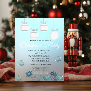 Christmas Balls,Blue Corporate Christmas Party Invitation