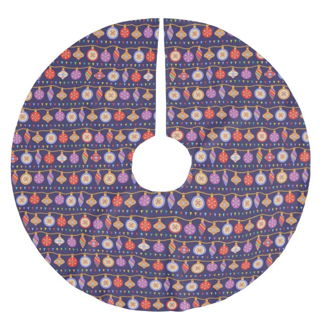 Christmas balls brushed polyester tree skirt (Front)