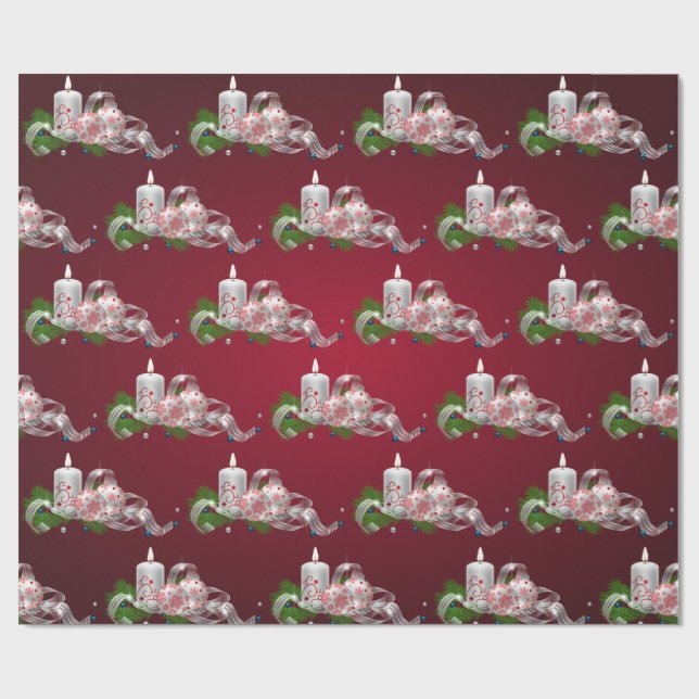 Christmas Balls,Candle Red Holiday Wrapping Paper (Flat)