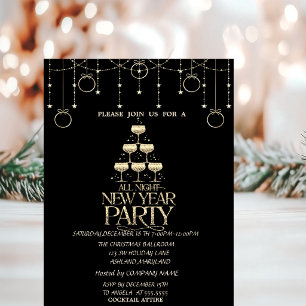 Christmas Balls,Champagne Glass Company Christmas  Invitation