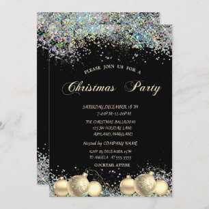 Christmas Balls,Confetti Company Christmas Party Invitation