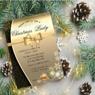 Christmas Balls,Damask Corporate Christmas Party Invitation