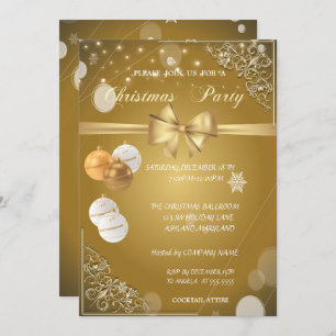 Christmas Balls, Gold Bow,CorporateChristmas Party Invitation