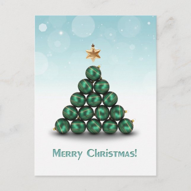 Christmas Balls in Tree Shape Holiday Postcard (Front)