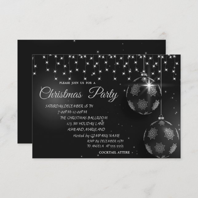 Christmas Balls,Light Company Christmas Party Invitation (Front/Back)