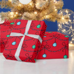 Christmas Balls Light String Pattern on Red Wrapping Paper<br><div class="desc">Festive and fun Christmas holiday gift wrap!</div>