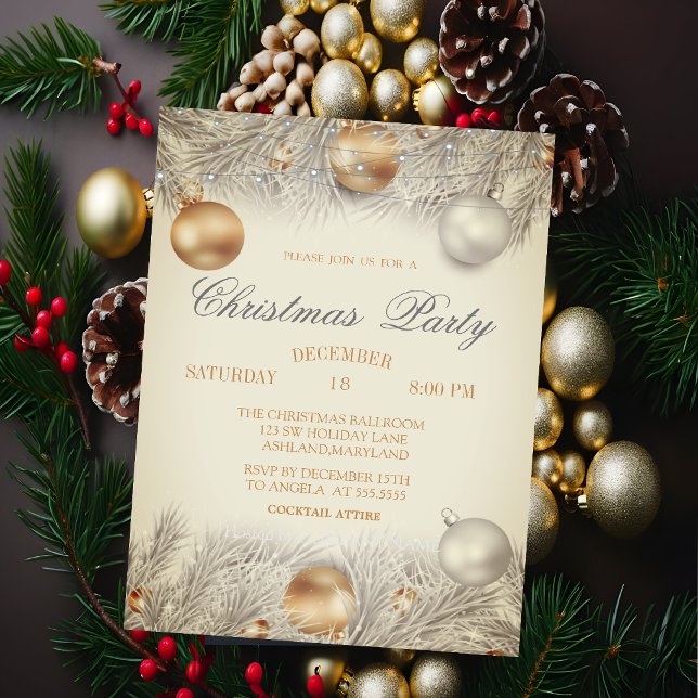 Christmas Balls,Lights Branches Christmas Company Invitation (Creator Uploaded)