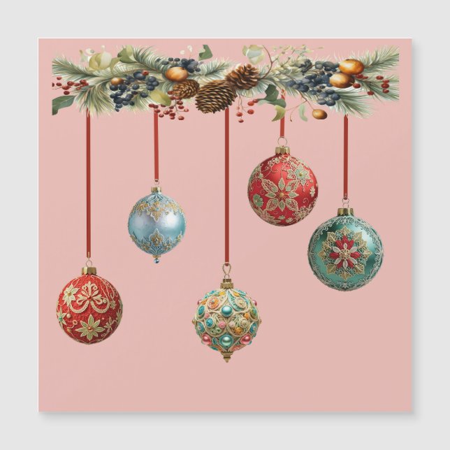 Christmas Balls Magnetic Card (Front)