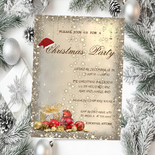 Christmas Balls Presents Glitter Christmas  Invitation