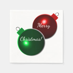 Christmas Balls Shiny Red & Green with greeting Napkin