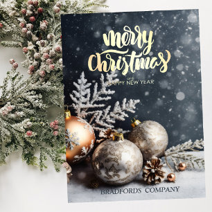 Christmas Balls Snow Grey Christmas Company Holiday Card