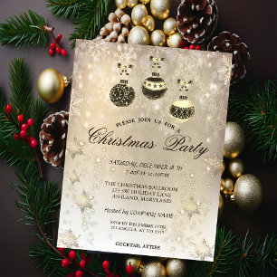 Christmas Balls, Snowflakes Company Party Invitation