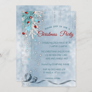 Christmas Balls,Snowflakes,Stars ,Corporated Party Invitation