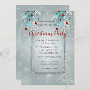 Christmas Balls, Tree, CorporateChristmas Party Invitation