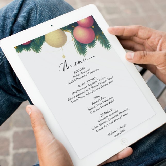 Christmas Balls Wedding Menu Card (Creator Uploaded)