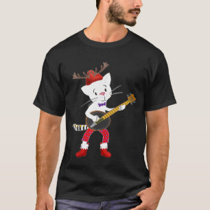 Christmas Banjo Musical Cat Cats Christmas Santa T-Shirt