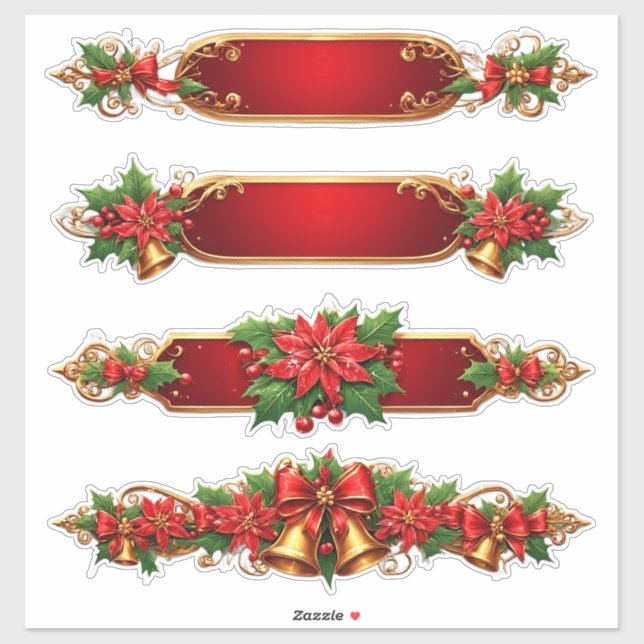 Christmas Banners Featuring Poinsettias (Sheet)