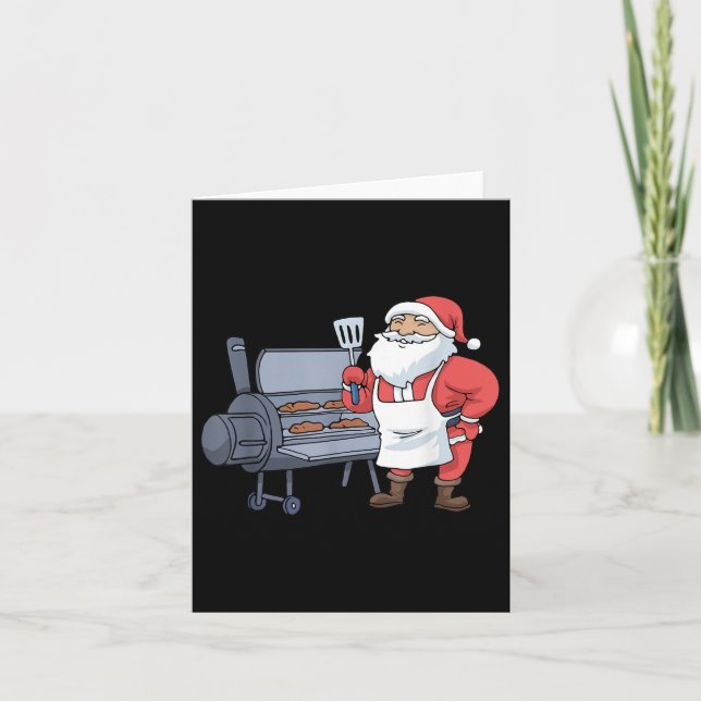 Christmas Barbecue Santa Claus Grill Smoker Steak  Card (Front)