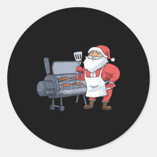 Christmas Barbecue Santa Claus Grill Smoker Steak  Classic Round Sticker