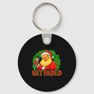 Christmas Barber Get Faded Key Ring