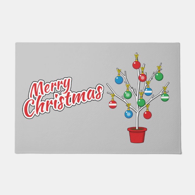 Christmas Bare Branch Tree - Merry Christmas Doormat (Front)