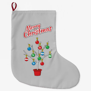 Christmas Bare Branch Tree - Merry Christmas Large Christmas Stocking