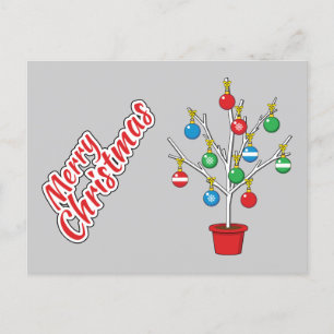 Christmas Bare Branch Tree - Merry Christmas Postcard