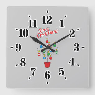 Christmas Bare Branch Tree - Merry Christmas Square Wall Clock