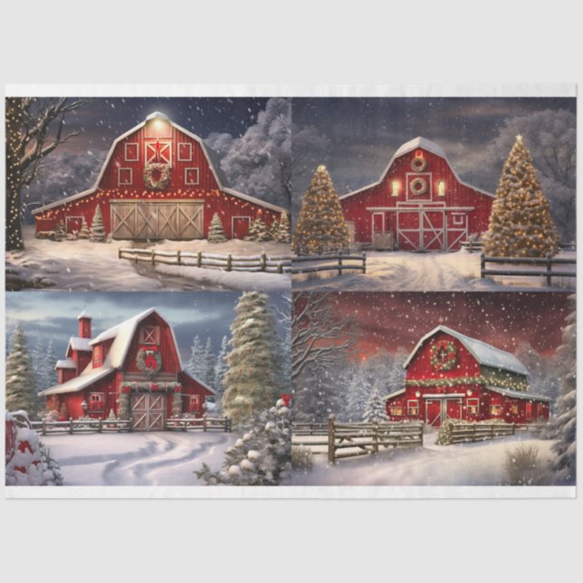 Christmas Barn Collage 1 Decoupage Paper (Front)
