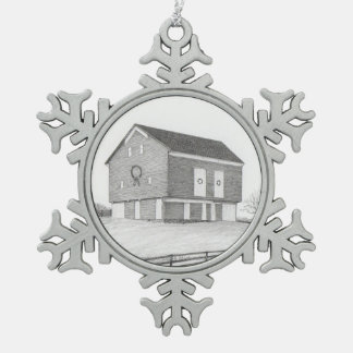 Christmas Barn Snowflake Ornament