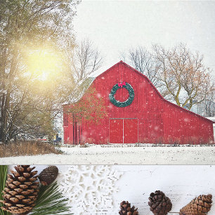 Christmas Barn w/ Sunlight Streaming Through Trees Tissue Paper