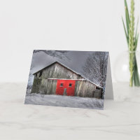 Christmas barn with red doors