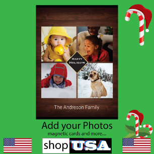 Christmas Barn Wood Fun 4 Family Photo  Card