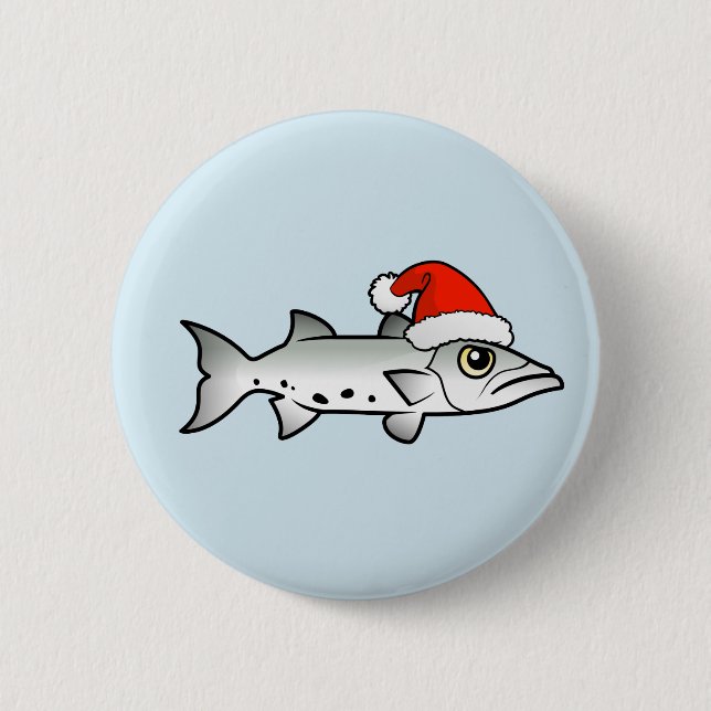Christmas Barracuda Santa 6 Cm Round Badge (Front)
