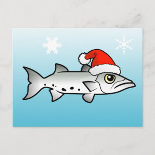 Christmas Barracuda Santa Holiday Postcard