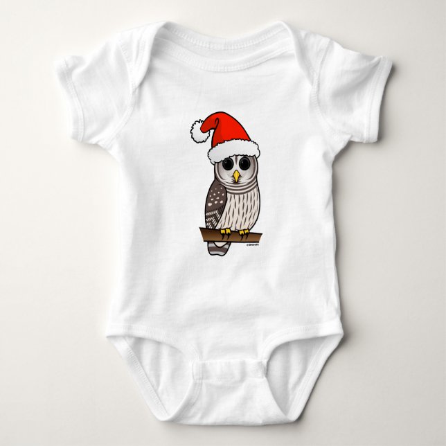 Christmas Barred Owl Santa Baby Bodysuit (Front)
