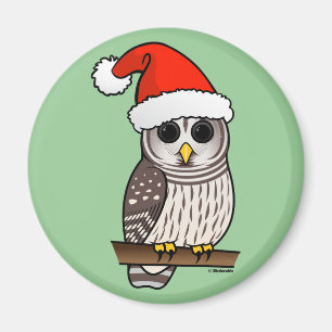 Christmas Barred Owl Santa Magnet
