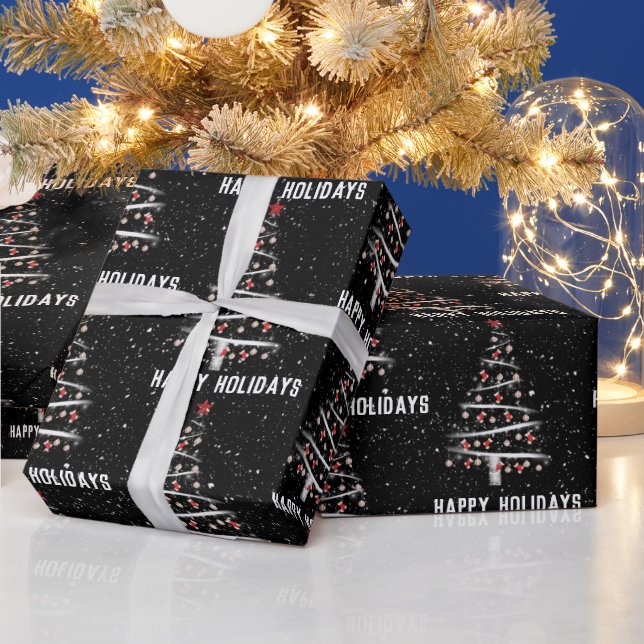 Christmas Baseball and Red Socks Tree   Wrapping P Wrapping Paper (Holidays)