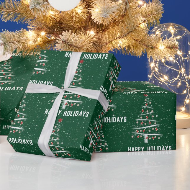 Christmas Baseball and Red Socks Tree   Wrapping Paper (Holidays)