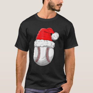 Christmas Baseball Ball Santa Hat Sport Xmas Boys T-Shirt