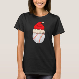 Christmas Baseball Ball Santa Hat Sports Xmas Boy T-Shirt