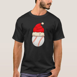 Christmas Baseball Ball Santa Hat Sports Xmas Boy T-Shirt