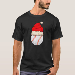 Christmas Baseball Ball Santa Hat Sports Xmas Boy T-Shirt