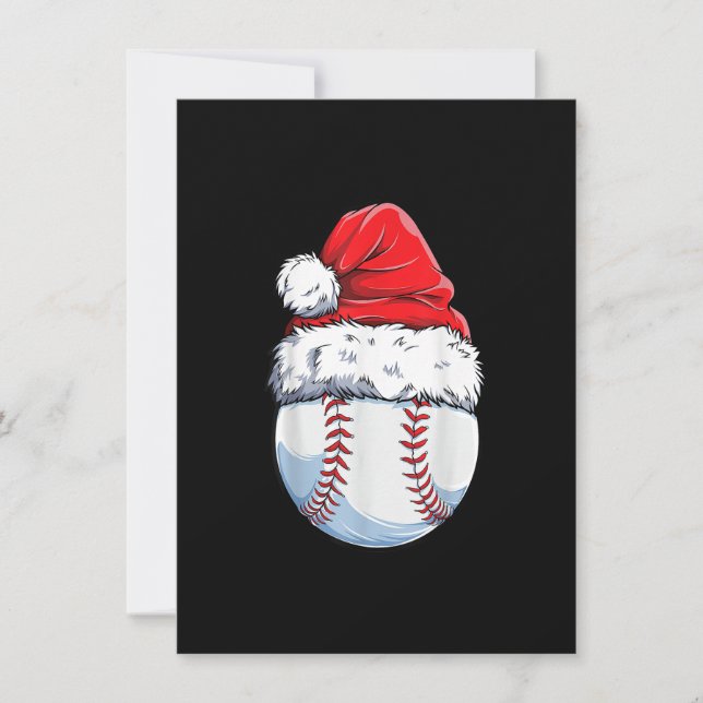 Christmas Baseball Ball Santa Hat Xmas Boys Catche Invitation (Front)