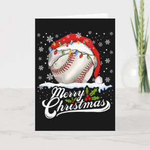 Christmas Baseball Ball Santa Hat Xmas Boys Men Card